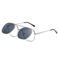 Retro punk double layer flip-up aviator sunglasses with silver metal frame and dark lenses - Silver Frame Grey Lens