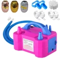 Pompe à ballons électrique 600W avec buses doubles, rubans et accessoires de fête - Avec Accessoires (Prise Domestique) / Rose Rouge