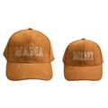 Caramel brown corduroy baseball cap set with white MAMA and MINI embroidery for family - Ginger Yellow Corduroy Baseball Caps For Parents And Children / One Size