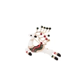 Christmas reindeer brooch with white enamel finish and colorful festive bead accents - Colorful Striped Reindeer