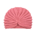 Pink knitted turban hat for women featuring a bohemian twist design and cozy yarn texture - One Size / Dusty Pink