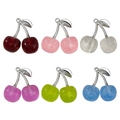 Glittering cherry alloy pendants in six vibrant colors for DIY jewelry making - Mixed 6Pcs White K Resin Cherry Set