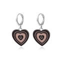 Orecchini a cuore minimalisti in lega argentata con smalto rosa e marrone scuro - Argento Marrone (Orecchini)