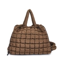 Bolso tote acolchado marrón con patrones de cuadros y asas superiores acolchadas suaves - café