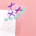 DIY purple butterfly and rose face stickers with holographic rhinestones on pink base - Purple Flower Butterfly Gems (BJA-650)