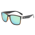 Sporty square frame sunglasses in black and orange with blue gradient mirrored lenses - Black Orange Frame Green Blue Gradient Mirror Lens