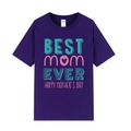 T-shirt violet fête des mères avec imprimé Best Mom Ever et coupe ample décontractée - XS / Hauts / Violet