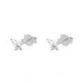 Detailed macro view of S925 silver butterfly earrings with sparkling cubic zirconia stones - Silver