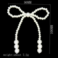 Accessoire nœud en perles blanches avec brins pendants pour DIY, taille 90mm x 100mm - Nœud en perle 510 beige