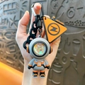 Stylish grey astronaut keychain featuring built-in LED light and cool orange tags - Astronaut Atmosphere Light Pendant / Black