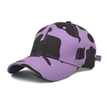 Fashionable cow print baseball cap in purple and black cotton with adjustable back strap - Adjustable (56-60cm) / Purple Cow Print