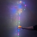 Handheld transparent LED bobo balloon with colorful glowing lights and handle support - Support Pole / Clear