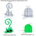 Set stampi in silicone per portacandele a parete tre gatti con risultati in resina verde - Set di Stampi 01 (Stampo + Presa)