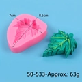 Pink leaf shaped silicone mold for DIY fondant and resin crafts with size measurements - Leaf Shape (50-533) / Pink
