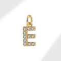 Golden S925 sterling silver letter E charm pendant with sparkling zircon inlay - Gold (Letter E)