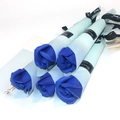 Pack of 5 individual blue soap rose flowers in glittery gift wrapping with black ribbons - Blue (Shiny Rose)