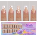 French tip soft gel nail kit with 150 pieces of white line pattern press-on nails - French 5-in-1 Press-on Nails 02