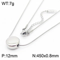 Collier en acier inoxydable argenté avec pendentif rond 12mm et chaîne serpent lisse - Style Rond Acier (KN236548-HR)