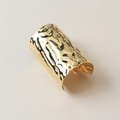 Golden hammered metal hair clip for ponytail with textured lava molten surface - Long Random Texture Gold