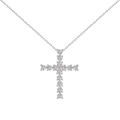 Elegante collana in argento 925 con pendente a croce e zirconi a forma di cuore - Oro bianco DY190492