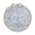 Transparent acrylic pony beads in silver tray for DIY jewelry making and crafting - 100 Pieces/Pack (9x6mm) / Glitter White