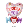 Pink heart-shaped MOM balloon with LOVE YOU message for Mother's Day party decoration - Mother's Day Linked Heart Letters