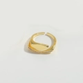 Elegant gold plated open ring with criss-cross grid design and delicate diamond accents - Smooth White Zirconia Style