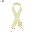 Detail of adjustable green and yellow woven shoulder strap with gold metal hooks and buckle - L-17 Pale Yellow