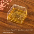 Caja cuadrada dorada para pastel de luna de 60-80g con tapa transparente - 80g Cuadrado / Dorado