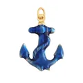 Blue enamel nautical anchor charm pendant with gold metal hook for beach necklaces - Blue Anchor Pattern