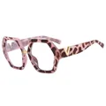 Oversized hexagonal glasses frame in pink tortoiseshell with golden V hinge detail - Jelly Pink Tortoiseshell
