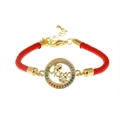 Adjustable gold plated MAMA bracelet with colorful cubic zirconia and red cord chain - Red Rope with Lobster Clasp