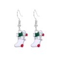 Christmas stocking drop earrings in white with red and green enamel on silver hooks - Christmas Sock