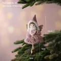 Pink plush Christmas angel doll hanging ornament with gold wings and pointed hat 14cm - Pink Style (10)
