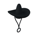 Black sombrero shaped silicone straw cover cap with practical finger ring pull design - 1 Piece / Bucket Hat Black
