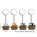 3D cartoon cat in box keychain set with white, orange, grey and black PVC kitten charms - Keychain / Cat in Box