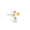 Gold stainless steel labret stud featuring a triple flower design with clear crystals - Triple Flower Row / Gold