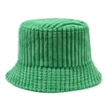 Grass green corduroy bucket hat with wide stripes for women in a stylish streetwear look - Adjustable / Light Green
