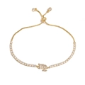 Detail of gold Virgo zodiac bracelet with sparkling rhinestones and adjustable pull chain - Gold Virgo