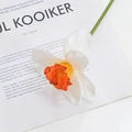 Lifelike faux narcissus flower with white petals and orange center for home decor - Narcissus - White Orange Heart