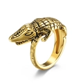 Anillo de cocodrilo estilo punk vintage en acabado dorado con textura de escamas de metal - Talla 9 / Dorado