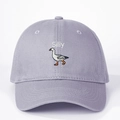 Lavender cotton baseball cap with Silly embroidery and white goose on front panel - Gray