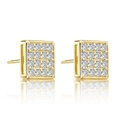 Sparkling square clear cubic zirconia stud earrings in golden finish for women - Minimalist Square Studs / Gold