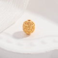 Cuenta de linterna hueca en plata S925 dorada con textura granulada para joyería artesanal - Dorado