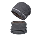 Set invernale berretto in maglia e scaldacollo grigio scuro con calda fodera in pile - Grigio