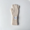 Beige wool knit glove for women featuring a long windproof design and branded textile label - One Size / Beige Apricot