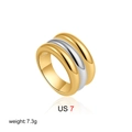 Two-tone 18K gold and silver stacked ring in US size 7 with a polished metallic finish - US 7 / Triple Layer Two Tone (T302)