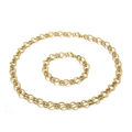 Conjunto de collar y pulsera de cadena de cuerda en acero inoxidable chapado en oro - Juego de Collar y Pulsera / Dorado
