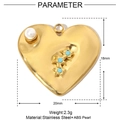 Golden heart pendant size 18mm by 20mm with stainless steel and ABS pearl details - YE578 (Gold Heart Pearl Blue Star)