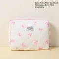 Gesteppte Kosmetiktasche mit rosa Schleifenmuster, Größe 25x5x19cm und 61g Gewicht - Rosa-weiße Schleife Clutch
